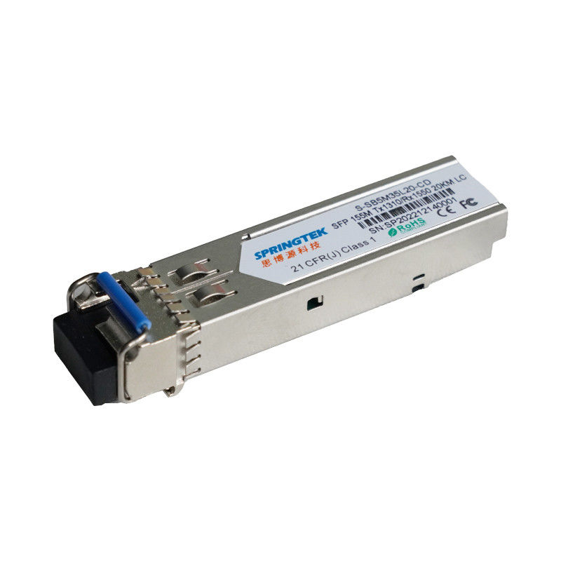 WDM 20km οπτικός πομποδέκτης 155Mb/s TX1310nm/RX1550nm LC BIDI SFP για το κανάλι ινών SM