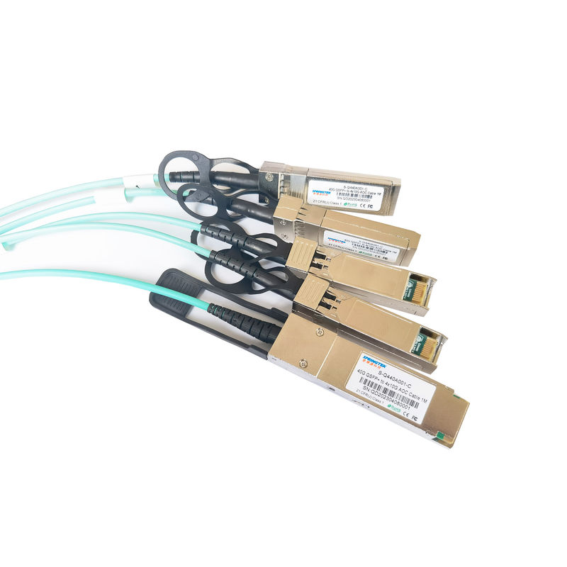 40g Qsfp+ στα καλώδια ξεμπλοκαρίσματος 4x10g Sfp+ Aoc 1m ενεργό οπτικό καλώδιο πομποδεκτών SFP Aoc ινών 3m 5m 100m Ddm Om3