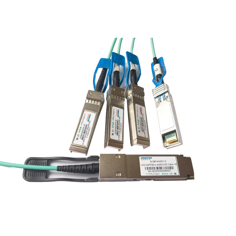 1m (3ft) s-q81aa001-γ 1M συμβατό 100G QSFP28 στο ενεργό οπτικό καλώδιο ξεμπλοκαρίσματος 4x25G SFP28