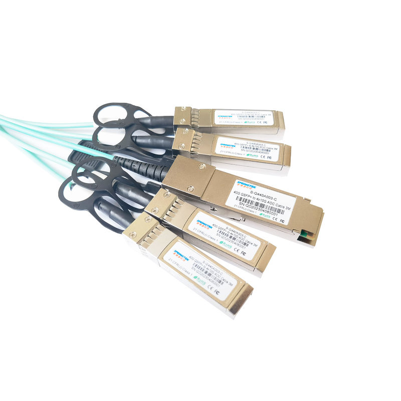 3M 40G QSFP+ στο ενεργό οπτικό καλώδιο MMF 4X10g SFP+ AOC για το κανάλι Ethernet και ινών