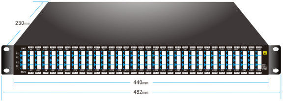 75GHz 64CH 1528.68nm-1566.42nm DWDM MUX DEMUX με το ράφι λιμένων LC/UPC 1U οργάνων ελέγχου